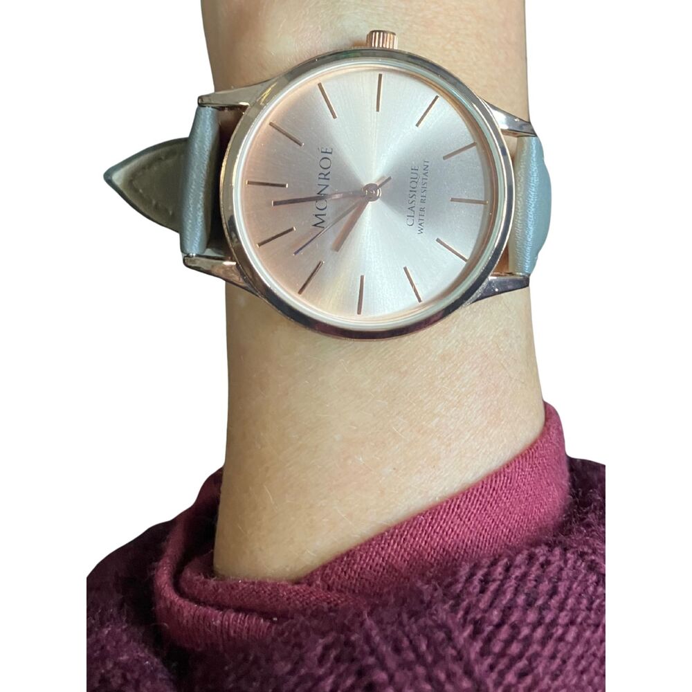Monroé by Maestro Classique Women's Watch - Rose Gold Gray Leather